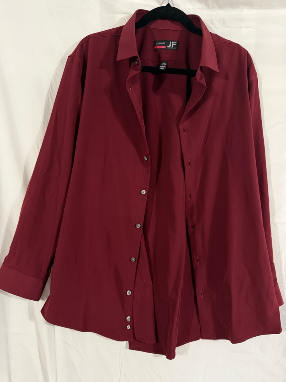 JF J. Ferrar Men's Burgundy Stretch Slim Fit Dress Shirt XL 17-17½ 32/33